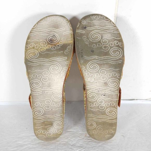 Spring Step Women's Ciro 39 US8-8,5 Leather Yellow Floral strappy Wedge sandals - Picture 12 of 13